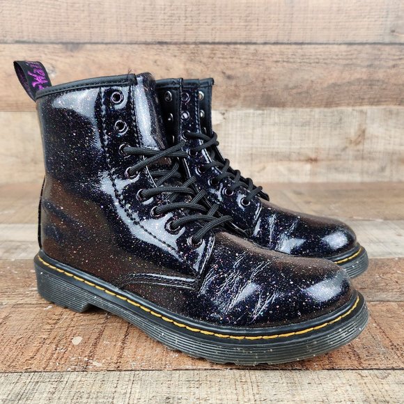 Dr. Martens Other - Dr. Martens 1460 J Youth Sz 3 Black with Purple Glitter Lace Up Zip Combat Boots